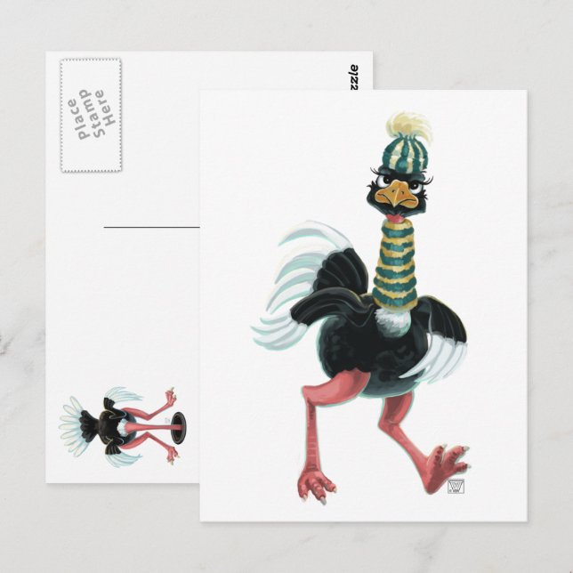 Strauß aus der Arktis auf der Flucht Postkarte (Vorne/Hinten)
