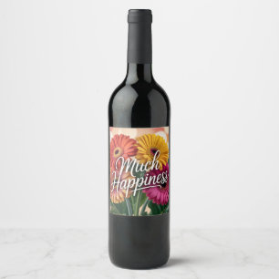 Strauß aus leuchtenden Gerbera-Daisy mit "Viel Glü Weinetikett