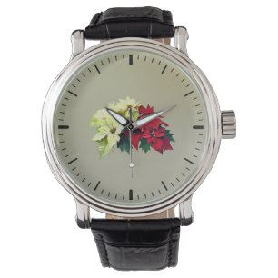 Strauß aus roten und gelben Weihnachtssternen Armbanduhr