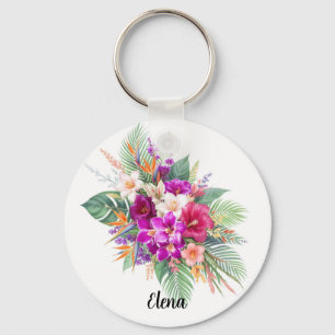 Strauß aus schönen tropischen Blumen Schlüsselanhänger