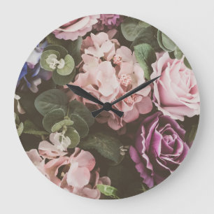 Strauß Blumen, Vintage-Filter, schöne Hintergrund Große Wanduhr