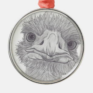 Strauß-Gesicht Silbernes Ornament