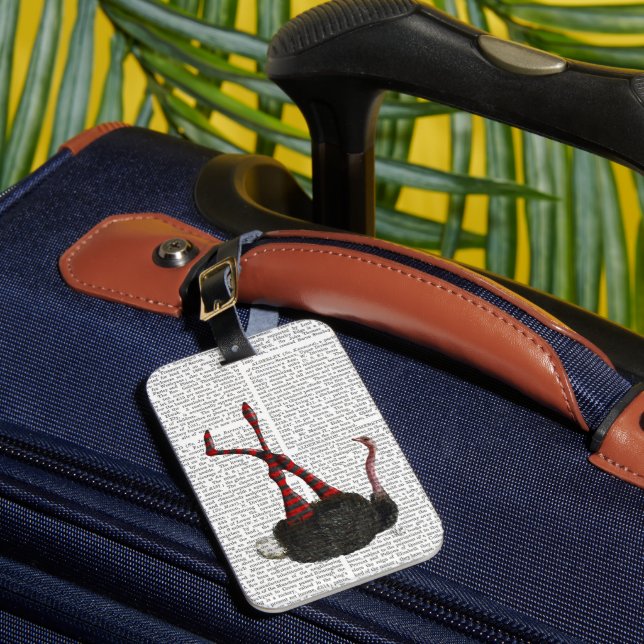 Strauß mit gestreiften Leggings Gepäckanhänger (Vorderseite Insitu 1)