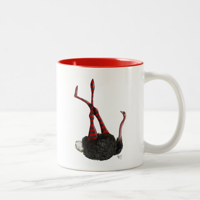 Strauß mit gestreiften Leggings Zweifarbige Tasse (Rechts)