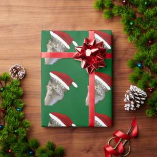 Strauß mit Weihnachtsmannmütze Weihnachten Zootier Geschenkpapier