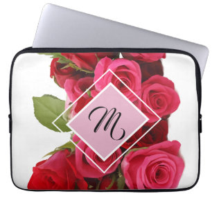 Strauß rote und rosa Rosen Monogramm-Tablett-Hülle Laptopschutzhülle