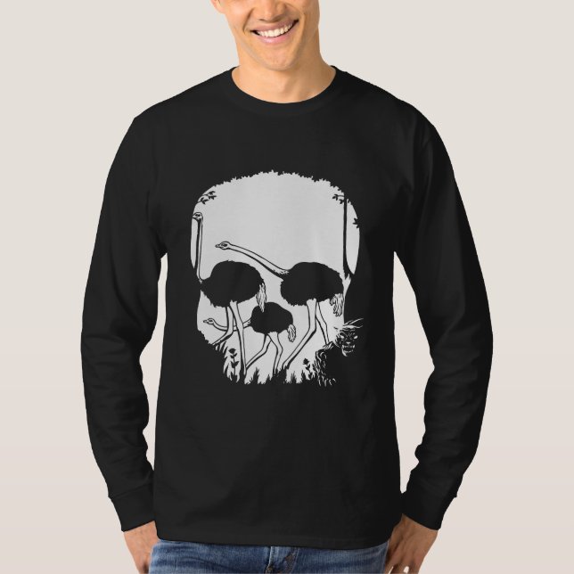 Strauß-Schädel-Illusion T-Shirt (Vorderseite)