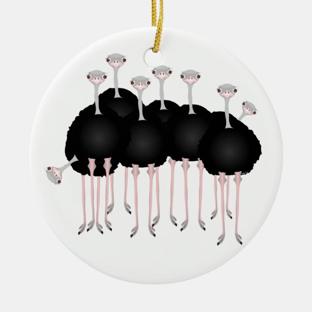 Strauß-Verzierung Keramikornament (Vorne)