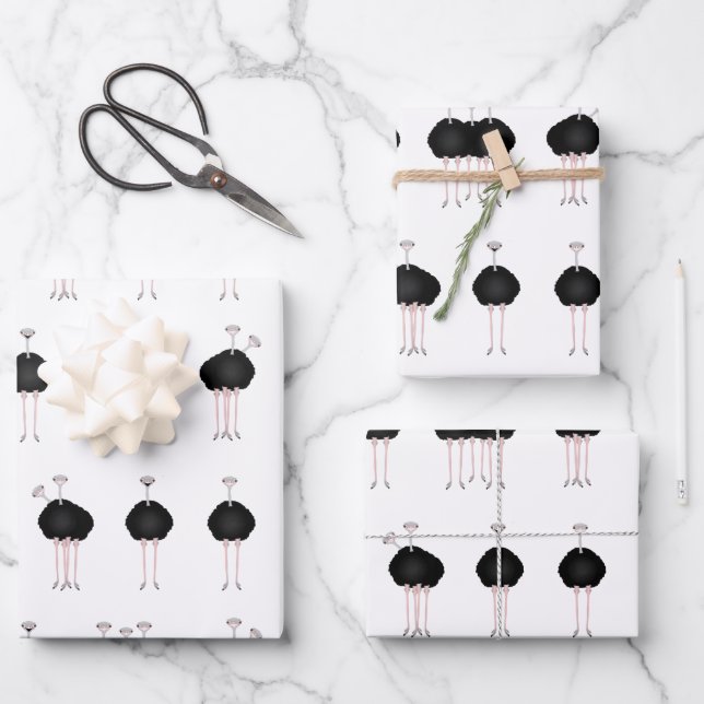 Strauße Wrapping Paper Sheets Geschenkpapier Set (Vorderseite)