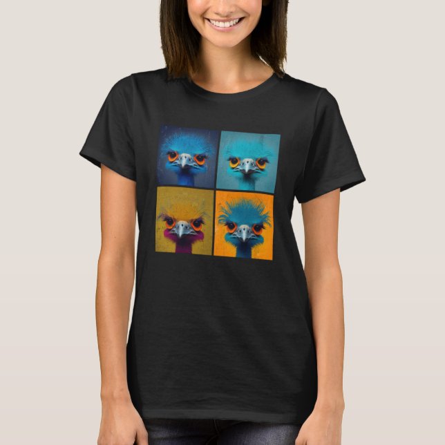 Straußenblende Pop - farbige Tierfrauen 1 T-Shirt (Vorderseite)