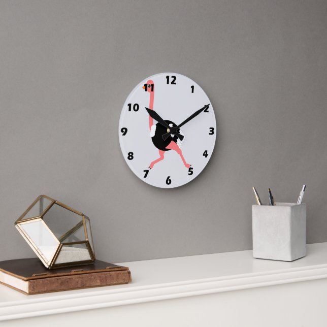 Straußendesign Runde Wanduhr (Büro)