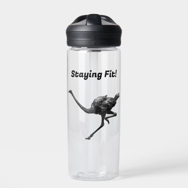 Straußenmatte Sketch, Coole Vogelkunst Trinkflasche (Vorderseite)