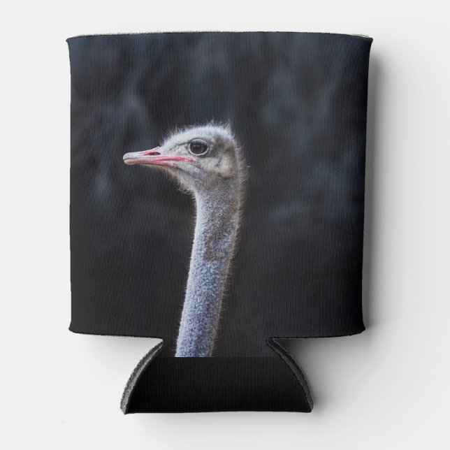 Straußenportrait Dosenkühler (Vorderseite)