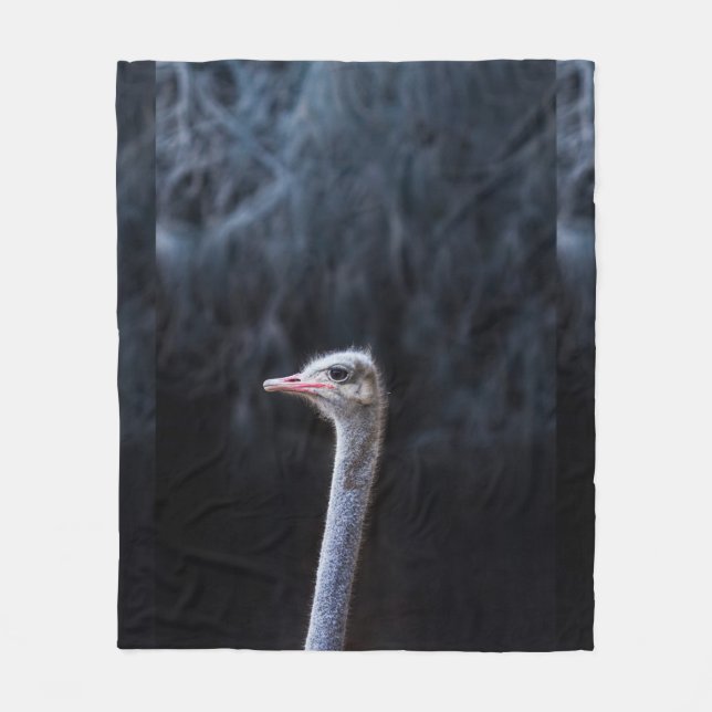 Straußenportrait Fleecedecke (Vorderseite)