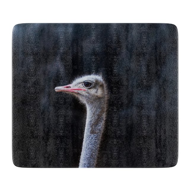 Straußenportrait Schneidebrett (Vorderseite)