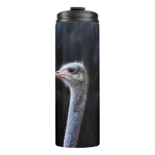 Straußenportrait Thermosbecher