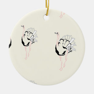 Straußenvogel auf Braun Keramik Ornament