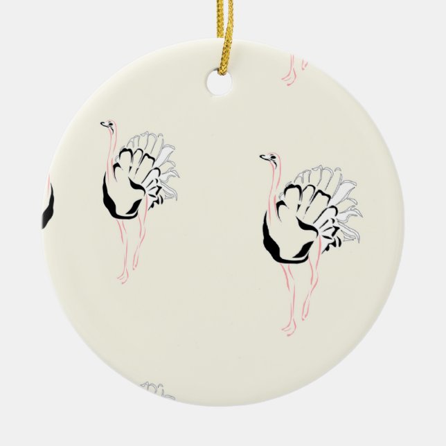 Straußenvogel auf Braun Keramik Ornament (Vorne)
