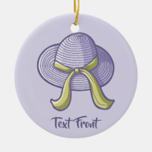 Straw Hat Lilac Keramik Ornament