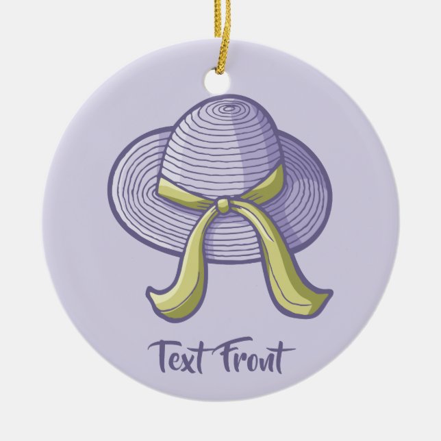 Straw Hat Lilac Keramik Ornament (Vorne)