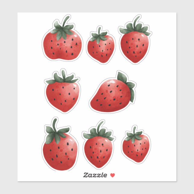 Strawbere-Aufkleber für Wasserfarbe Aufkleber (Blatt)