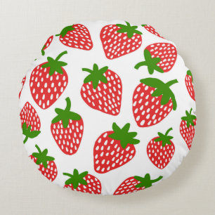 Strawberrie nahtloses Muster. Vintage Darstellung Rundes Kissen