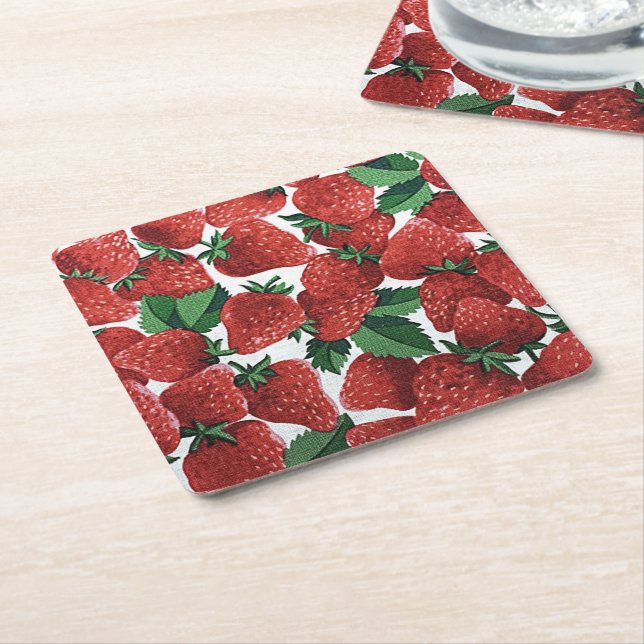 Strawberries and Cream Rechteckiger Pappuntersetzer (angewinkelt)