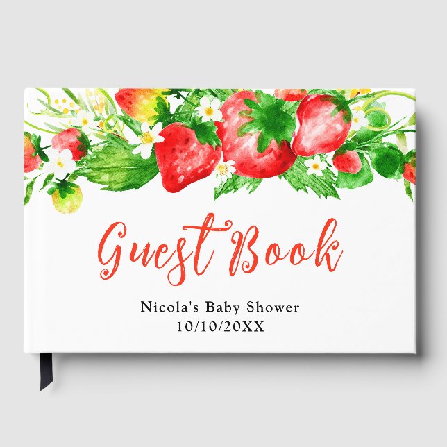 Strawberries and Daisies Baby Shower Gästebuch (Vorderseite)