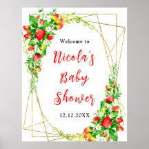 Strawberries and Daisies Baby Shower Welcome