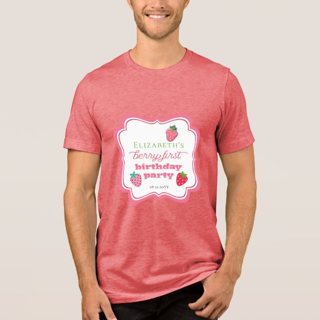 Strawberries Berry First Birthday Party Pink | Rot Tri-Blend Shirt (Vorderseite)