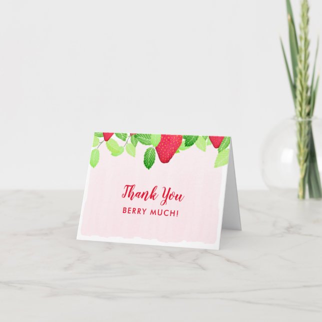 Strawberries Birthday Girl Red Berry Much Dankeskarte (Vorderseite)