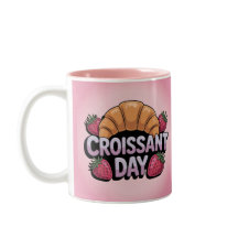 Strawberries Croissant Day Pink Mug