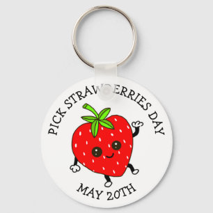 Strawberries Day - 20. Mai Button Schlüsselanhänger