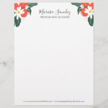 Strawberries Floral Script Name Modern Letterhead