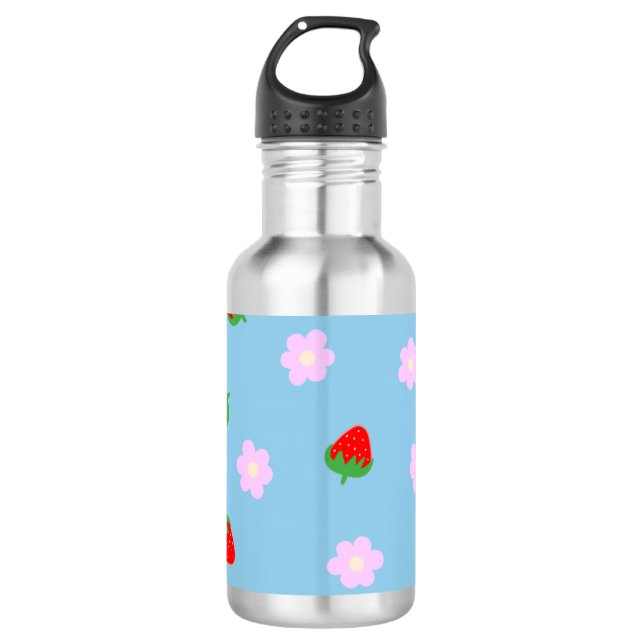 Strawberries & Flowers Edelstahlflasche (Vorderseite)