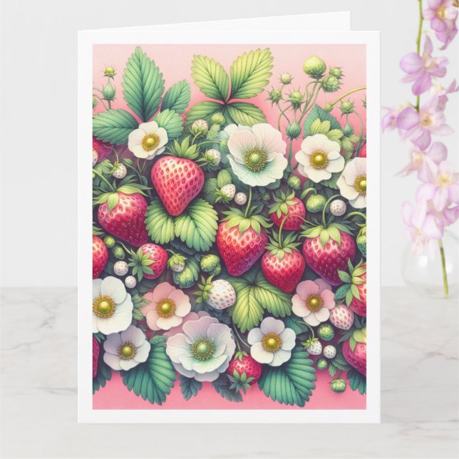 Strawberries Happy Birthday Fügen Sie Ihren Text G Karte (Orchidee)