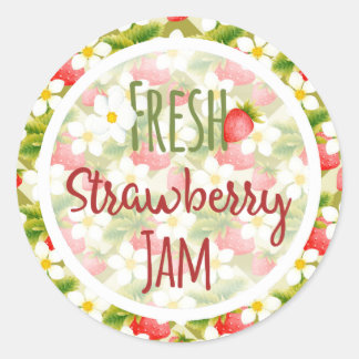 Strawberries Jam Canning Label Runder Aufkleber