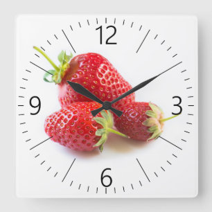 Strawberries Quadratische Wanduhr