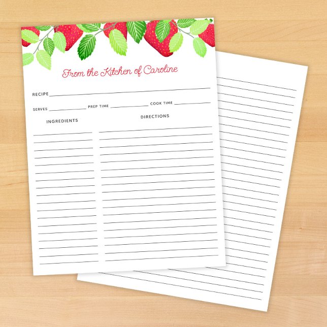Strawberries Red Berry Recipe Card Binder Insert (Von Creator hochgeladen)
