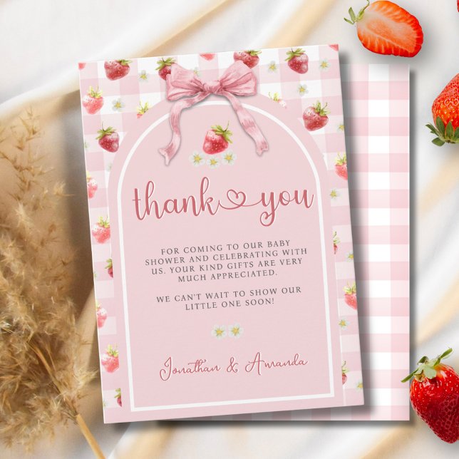 Strawberries Ribbon Berry Sweet Baby Showroom Dankeskarte (Von Creator hochgeladen)