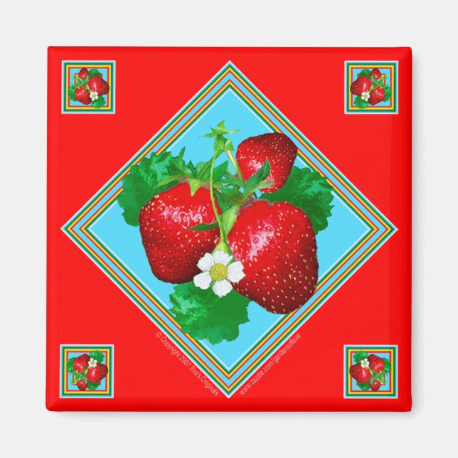 STRAWBERRIES Square Magnet (Vorne)