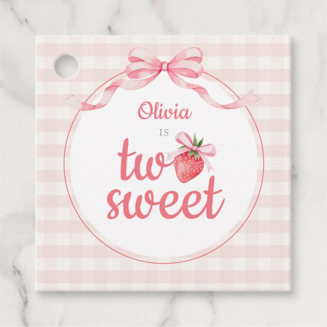 Strawberries Two Sweet 2nd Birthday Geschenkanhänger (Vorderseite)