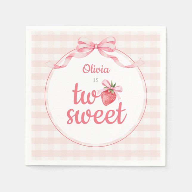 Strawberries Two Sweet 2nd Birthday Serviette (Vorderseite)