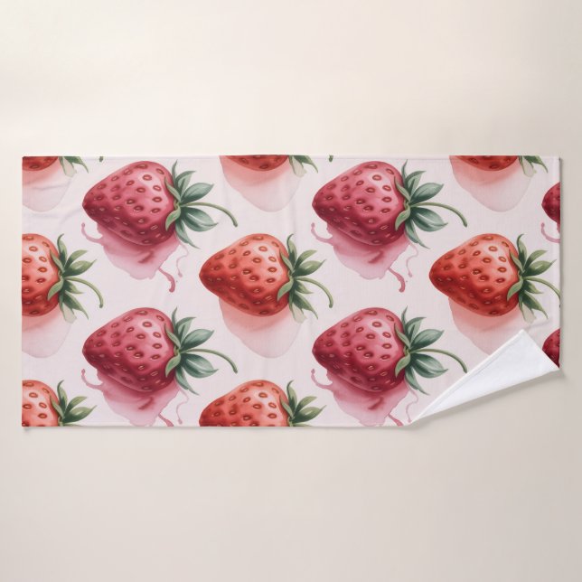 Strawberries Vintage Boho Bathroom Bohémien Badhandtuch Set (Badehandtuch)