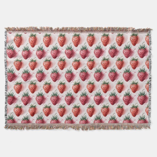 Strawberries Vintage Boho Dreamscape Botanical Decke (Vorderseite)