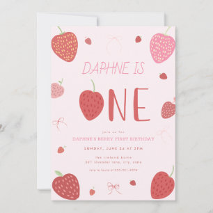 Strawberry 1. Berry Erster Geburtstag Einladung
