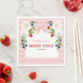 Strawberry 1. Berry Sweet Birthday Willkommenszeic Serviette