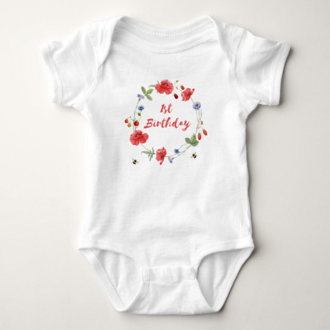 Strawberry 1. Geburtstag Baby Strampler (Vorderseite)
