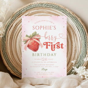 Strawberry 1. Geburtstag Berry Erster Geburtstag Einladung