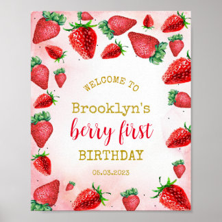 Strawberry 1. Geburtstag Berry Erstes Begrüßungsze Poster